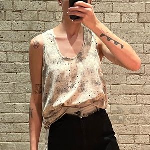 100% silk French designed starry tank top | size medium